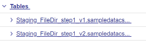 folder labeled Tables, expanded to show 2 table names