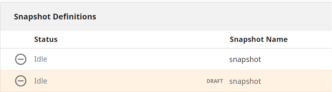 list that shows a snapshot definition, followed by a draft of the same snapshot definition