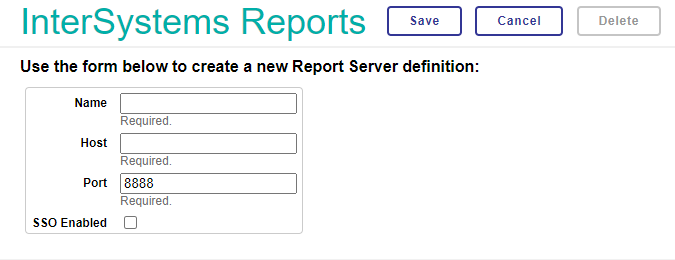 Form that is used to create a new Report Server definition