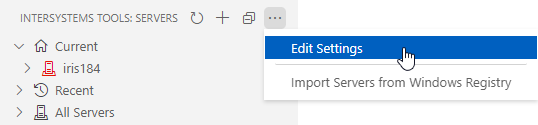 Edit settings option in Servers ... menu