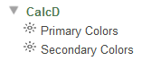 CalcD folder expanded to show calculated members Primary Colors and Secondary Colors