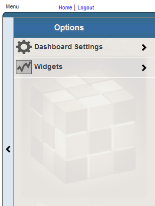 The Dashboard Editor includes submenus for Dashboard Settings and for Widgets.