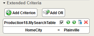 Search table used as a criterion for searching messages in the Message Viewer page