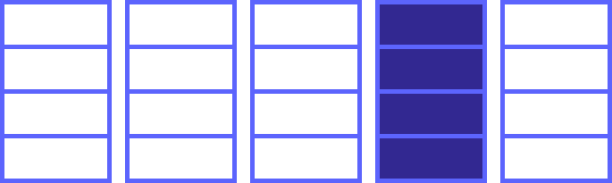 Five 4-by-1 columns. Column 4 is purple. All other columns are white.
