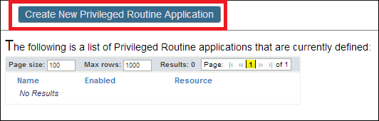 Red box highlighting the Create New Privileged Routing Application button
