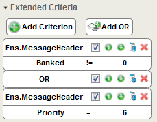Extended Criteria area configured to show messages with banked message headers of priority 6
