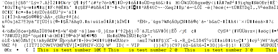 Unencrypted data, which includes the string This is test number in it.