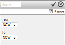 Two dropdowns labeled From and To, each with option NOW currently displayed