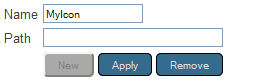 The User-defined Icons tab, showing the fields to be specified for a new icon: Name and Path.