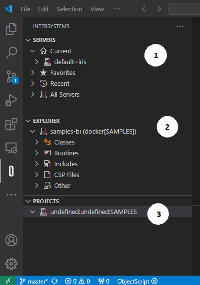 Three views of the InterSystems view container