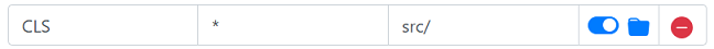 Row of mapping table with CLS in column 1, * in column 2, and src/ in column 3, and the Folder option turned on.