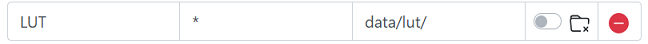 Row of mapping table with LUT in column 1, * in column 2, and data/lut/ in column 3.