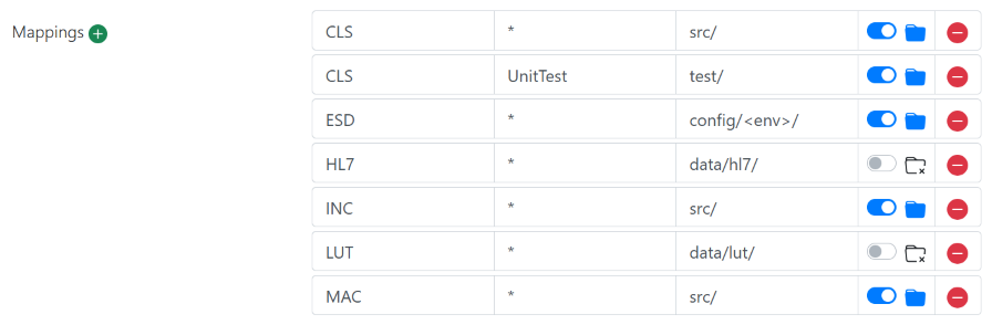 Sample mapping table showing how file extensions map to directories. See Mapping Scheme section for more details.