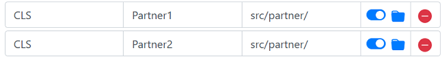 Two rows with CLS in column 1, Partner1/Partner2 in column 2, and partner/ in column 3, and the Folder option turned on.