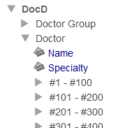 展開されて 1-100、101-200 などのグループが表示されている Doctor レベル