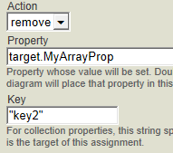 target.MyListProp に対する [アクション] が [remove]、[キー] フィールドが "key2" になっています。