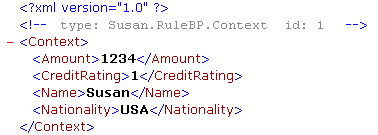 XML for a custom message type with a context identifier