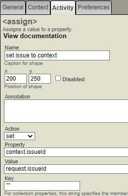 Set property context.issueId equal to request.issueId