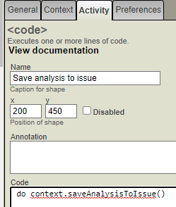 Code is do context.saveAnalysisToIssue()