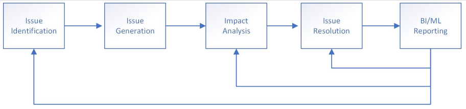 issue identification, generation, analysis, resolution, and reporting