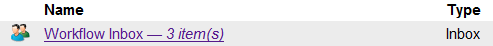 Link to workflow inbox indicating there are three in the inbox