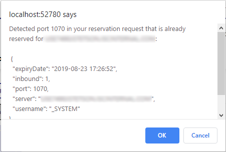 Error message stating that port 1070 in reserved for use by another system
