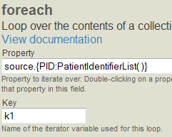 The foreach logic without the iterator key in the parentheses and with the key field completed