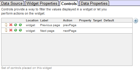Controls tab with newly added next page and previous page entries